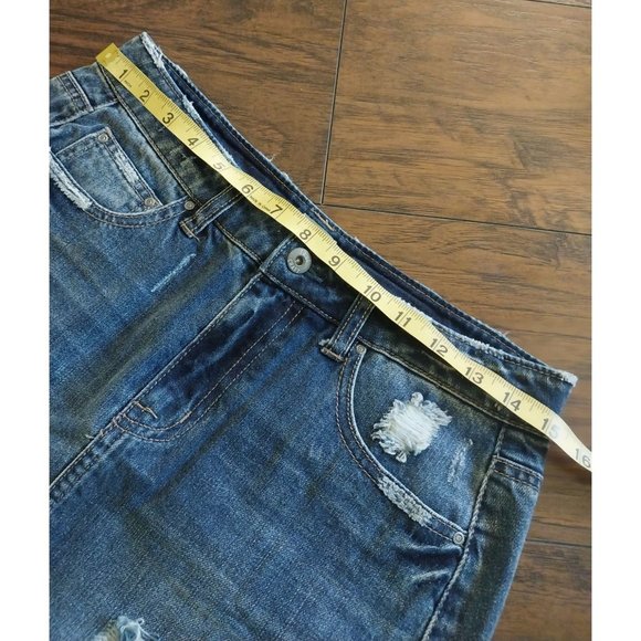 True Craft Denim Jean Distressed Cotton Mini Skirt Sz 5 - Picture 10 of 10